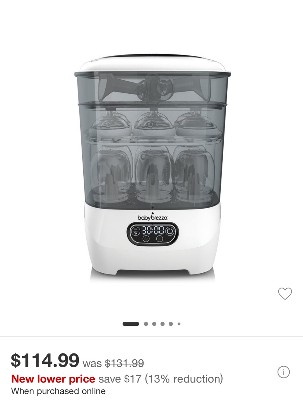 Baby Brezza Electric Bottle Sterilizer in White